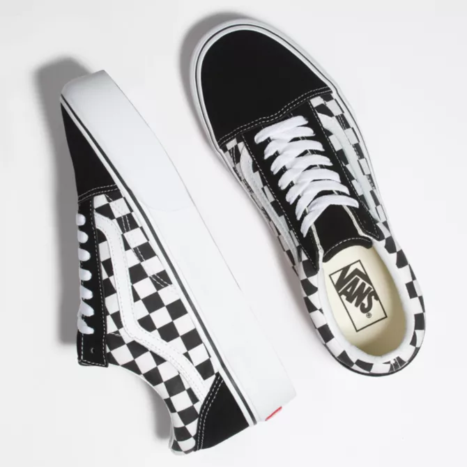 Soulier Vans Old Skool Platform Checkerboard Noir Blanc 5 0 Boardshop